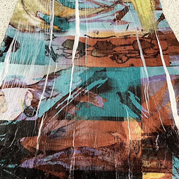 Komarov Petite Crinkle Short Sleeve Lace Inlay Mini Dress Multicolor PS - Picture 7 of 11